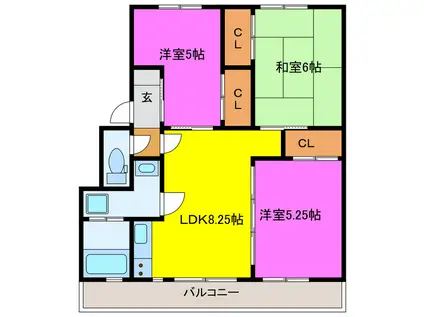 MESSAGE有玉西(3DK/2階)の間取り写真