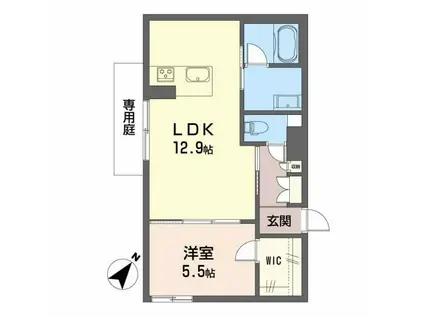 シャーメゾン大野城中央(1LDK/1階)の間取り写真