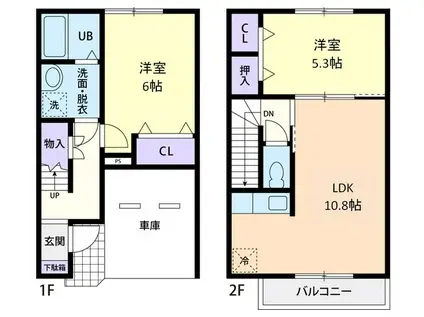 CERISIER B(2LDK/1階)の間取り写真