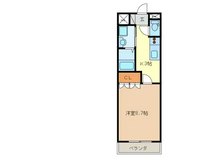 パレディオンハウス(1K/2階)の間取り写真