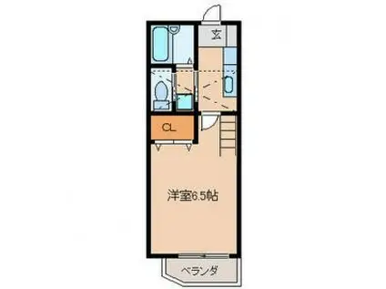 Aレガート久留米大学前(1K/2階)の間取り写真