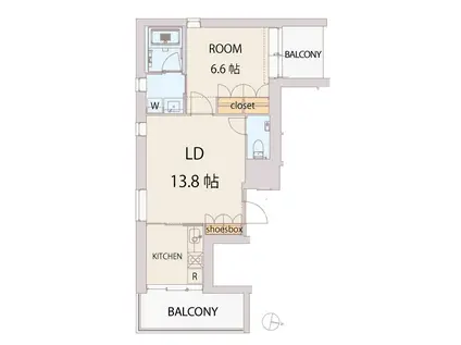 エスセナーリオ麻布十番(1LDK/7階)の間取り写真