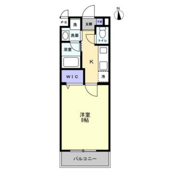 ミモザヒルズ岡山医大南(1K/4階)の間取り写真