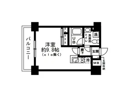 レジディア麻布十番II(ワンルーム/2階)の間取り写真