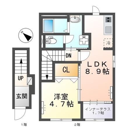 ピーコック(1LDK/2階)の間取り写真
