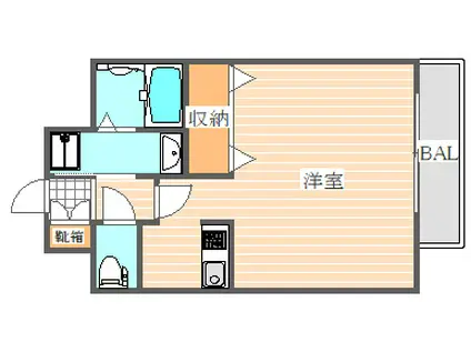 エンクレストベイ天神東Ⅲ(1K/13階)の間取り写真