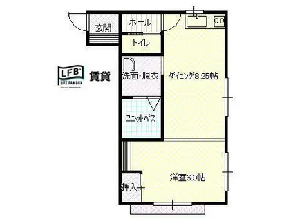 クレストール西小串(1LDK/2階)の間取り写真