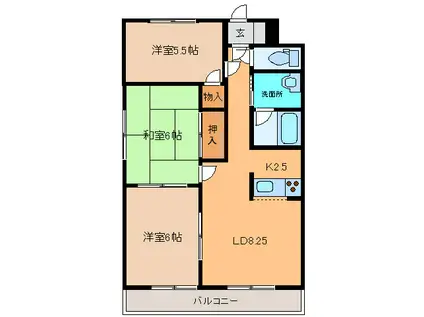 ベルトピア帯広Ⅰ(3LDK/3階)の間取り写真