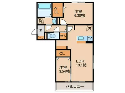 カーサ近江富士(2LDK/3階)の間取り写真