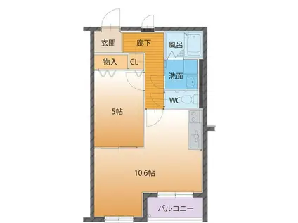 ハートフルマンション シンシア(1LDK/1階)の間取り写真