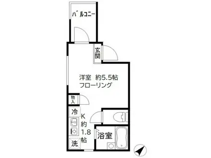 MELDIA梅田 B(1K/3階)の間取り写真