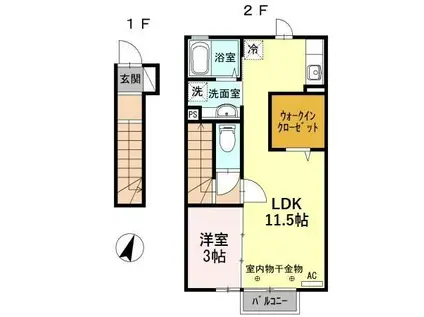 ハイム南高田(1LDK/2階)の間取り写真