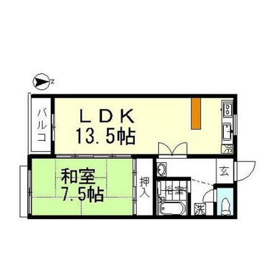 セルヴァン藍(1LDK/4階)の間取り写真