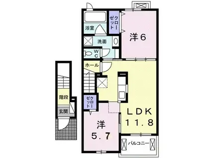 パークハイム(2LDK/2階)の間取り写真