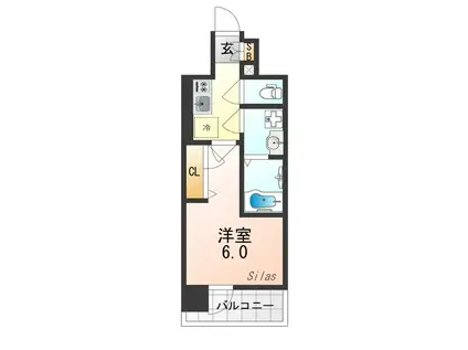 レジュールアッシュOSAKAGATEWAY(1K/3階)の間取り写真