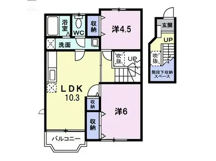 クレストールKI(2LDK/2階)の間取り写真