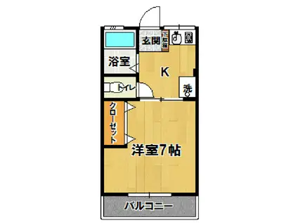 バウハウス(1K/2階)の間取り写真