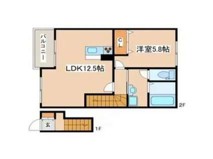 オーシャンコート姫路(1LDK/2階)の間取り写真