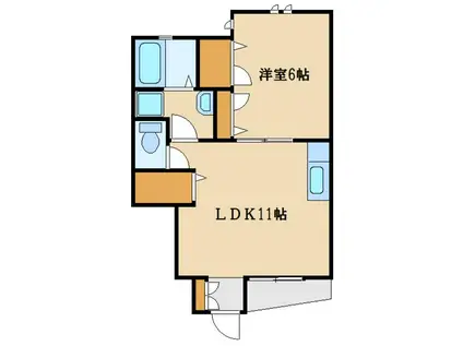グランシャリオヒルズC棟(1LDK/1階)の間取り写真