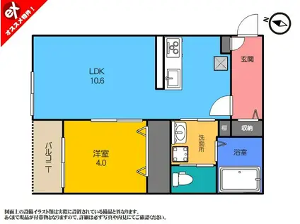 ROOMS鐙西(1LDK/1階)の間取り写真