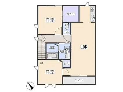 DIAS西袖広A棟(2LDK/2階)の間取り写真