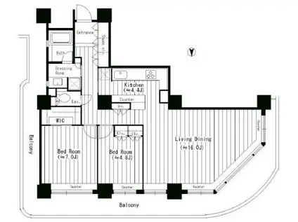 リバーポイントタワー(2LDK/32階)の間取り写真