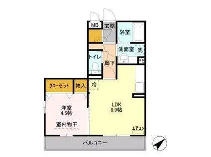 ブライトリー(1LDK/2階)の間取り写真