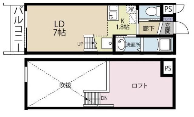 ロフトン(1K/1階)の間取り写真