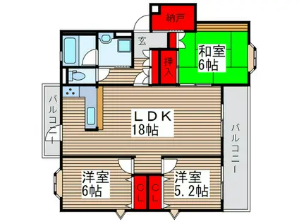 センターパーク新柏A棟(3LDK/1階)の間取り写真