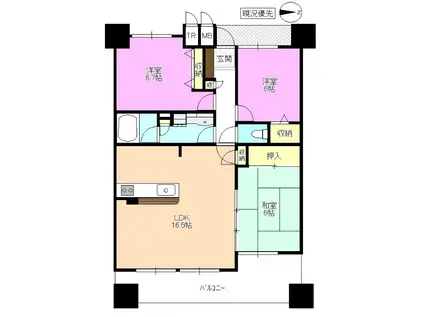 グランドパレス松本大手(3LDK/9階)の間取り写真