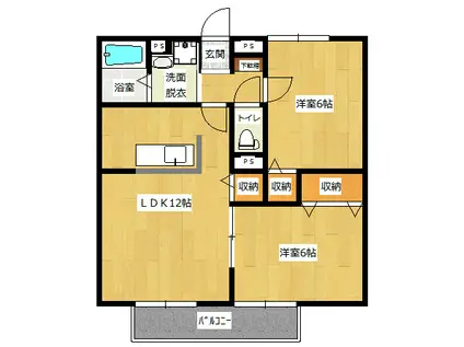 ニューポート七番館(2LDK/1階)の間取り写真