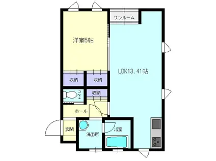 グリーンライフ(1LDK/1階)の間取り写真