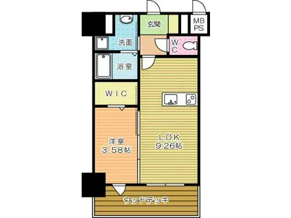 THE HILLS KOKURA(1LDK/14階)の間取り写真