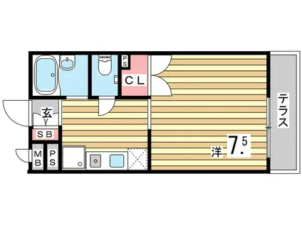 エスポワール須磨(1K/1階)の間取り写真