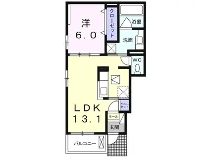 パティオ・プリマベラ(1LDK/1階)の間取り写真