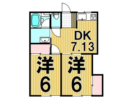 パブリックホーユー(2DK/2階)の間取り写真