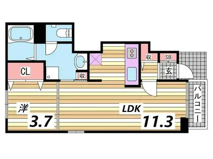 モンテローザ(1LDK/1階)の間取り写真