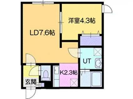 SHINE NOBLE 島松(1LDK/2階)の間取り写真