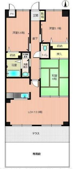 スカール屋島(3LDK/1階)の間取り写真