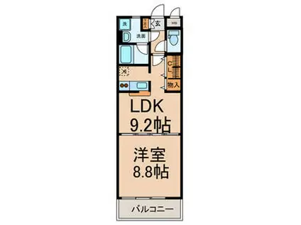 ENCHANTE泉(1LDK/3階)の間取り写真