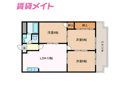 ウッドンビレッジ(3LDK/3階)の間取り写真