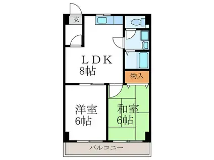 パトリード有栖I(2LDK/3階)の間取り写真