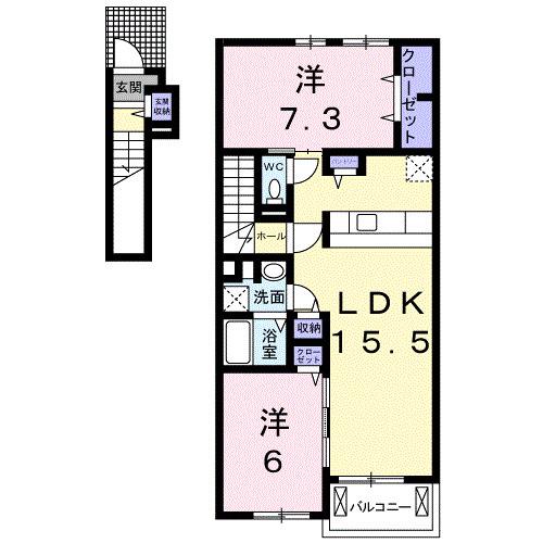 フォルシュ・ヴェーラIIB(2LDK/2階)の間取り写真