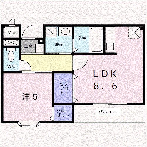 サンライズY.K(1LDK/2階)の間取り写真