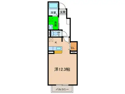 オレンジ ハイツA・B(ワンルーム/1階)の間取り写真