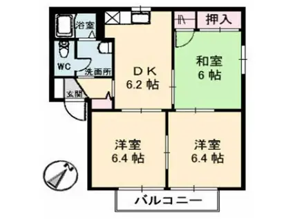 フォレスト北日吉 C棟(3DK/1階)の間取り写真