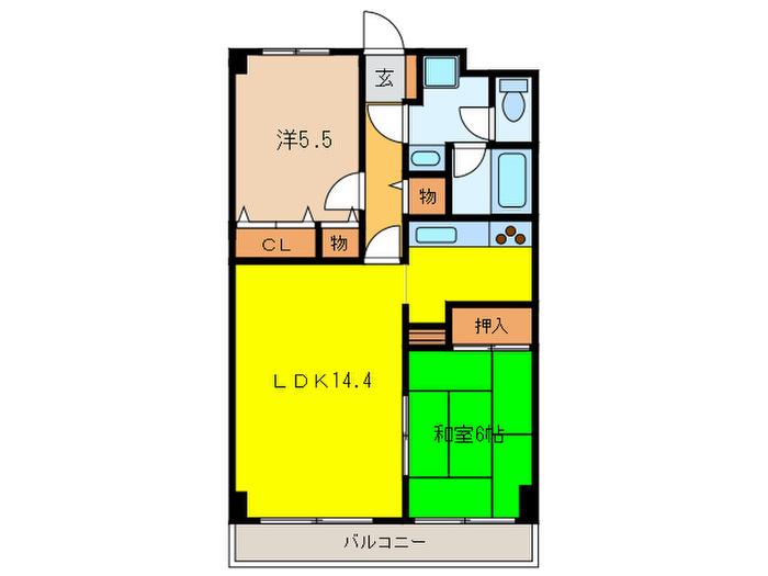 ダイアパレス西明石(2LDK/11階)の間取り写真