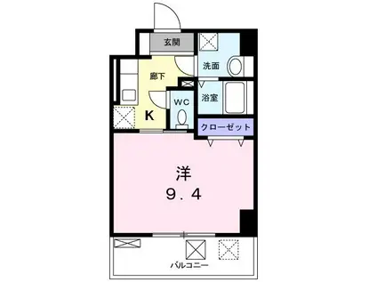 ベル・フェ3(1K/6階)の間取り写真