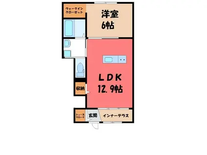 インペリアル(1LDK/1階)の間取り写真