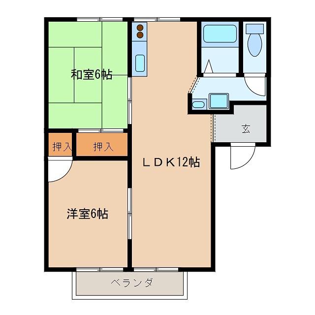 ビレッジF1番館(2LDK/2階)の間取り写真